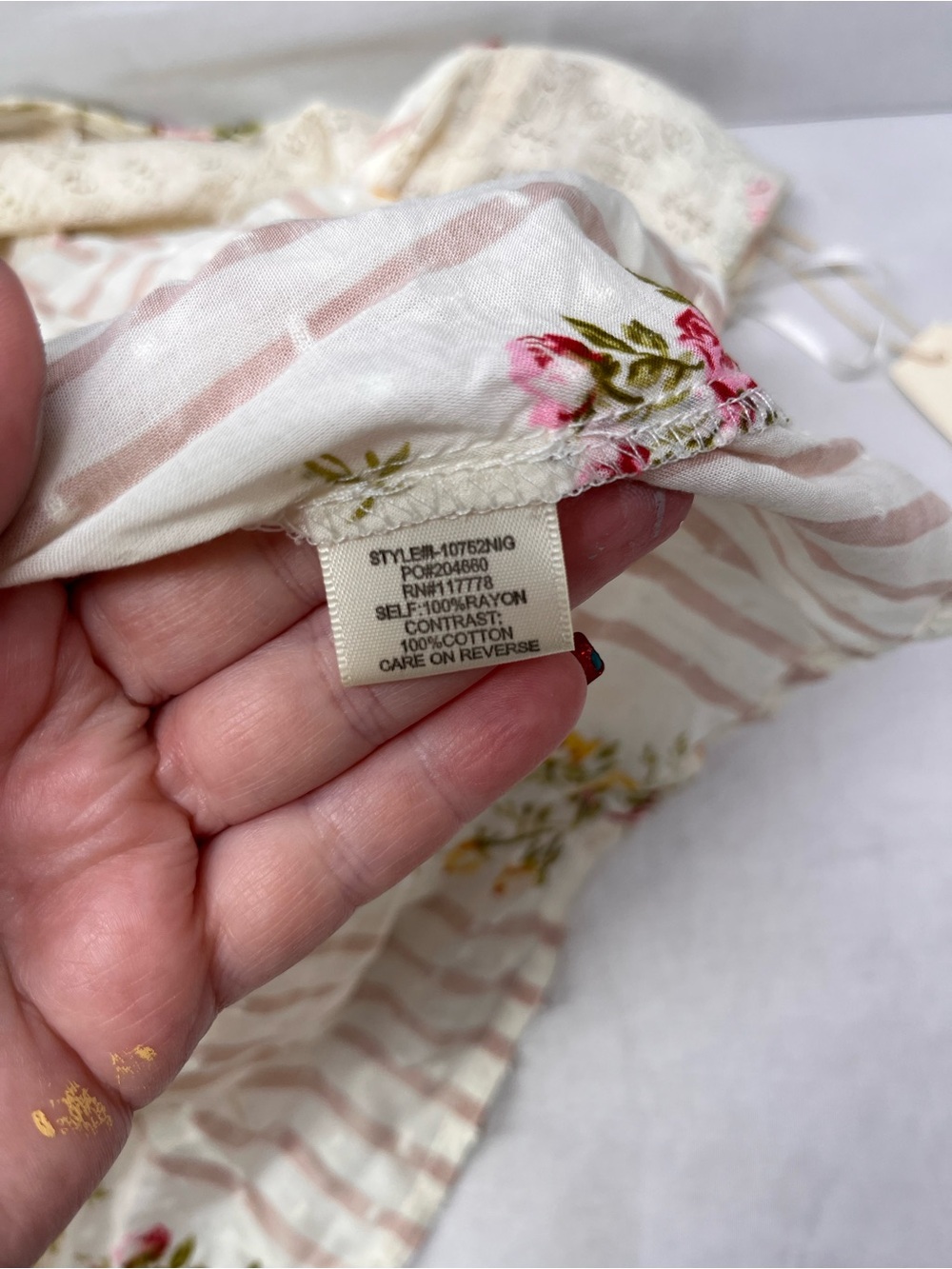 LoveStitch Cottage-core Cream Floral Stripe Bohemian Sleeveless Tunic - Picture 10 of 11